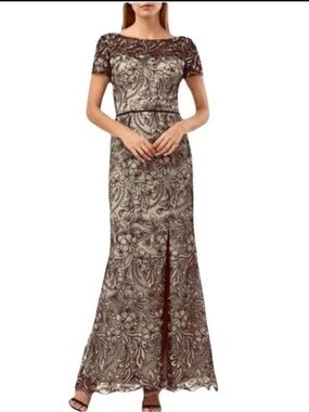 JS Collections women's Long Formal Mermaid Dress Black Pink Floral